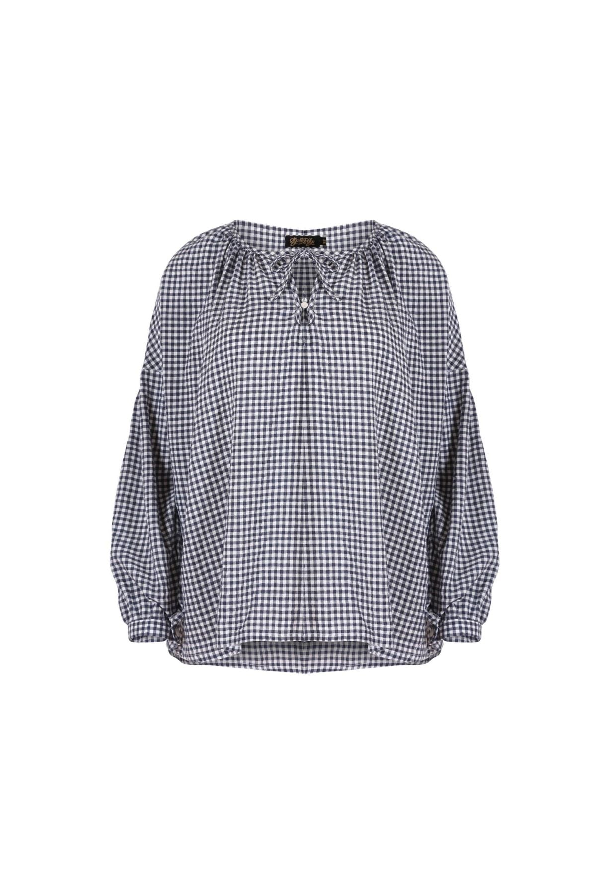 Olga de Polga Leila gingham blouse with long sleeves. Front view