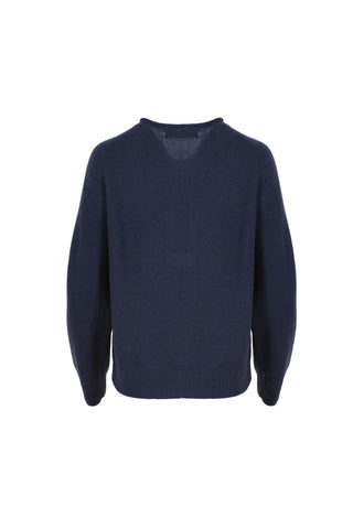 Olga de Polga wool knit cardigan in navy. Back view