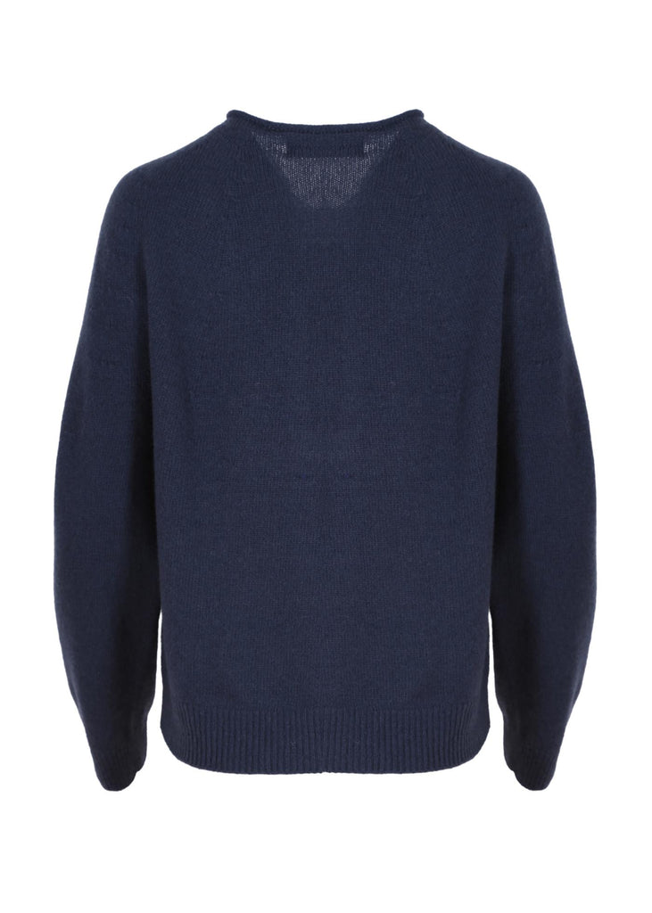 Olga de Polga Navy Kyoto cardigan in a wool cashmere blend. Back