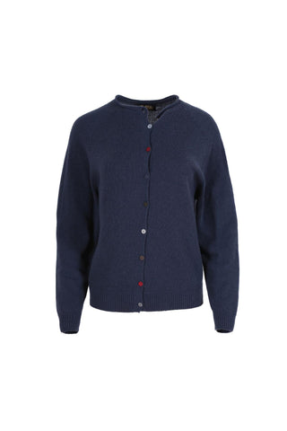 Olga de Polga wool knit cardigan in navy. Front view