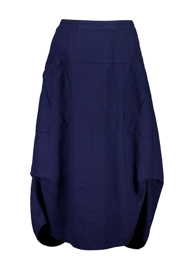 Olga de Polga Milwaukee Fiesta skirt in Navy. 100% Slub Linen skirt.  Front