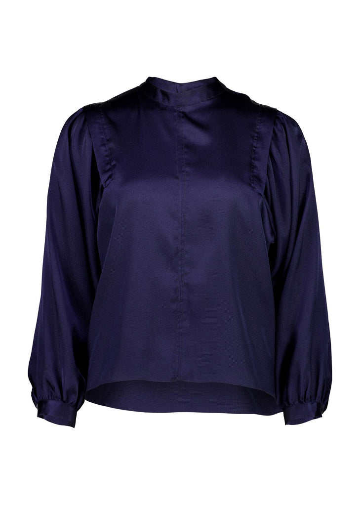 Olga de Polga Moonshine blouse in Navy soft viscose. Front