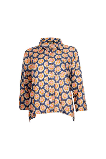 Olga de Polga printed Olga de Lis shirt in cotton seersucker. Front