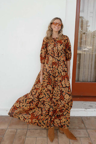 Dilon Olivia Dress Tangerine in Cotton