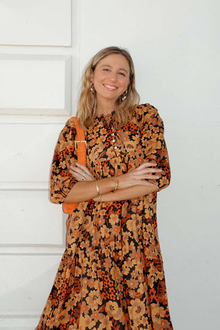 Dilon Olivia Dress Tangerine in Cotton