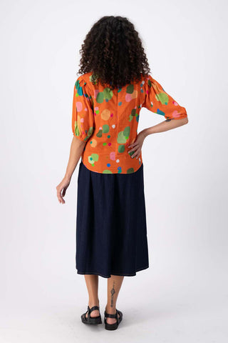 Astra Blouse Orange in Seersucker