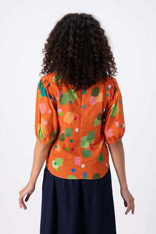Astra Blouse Orange in Seersucker