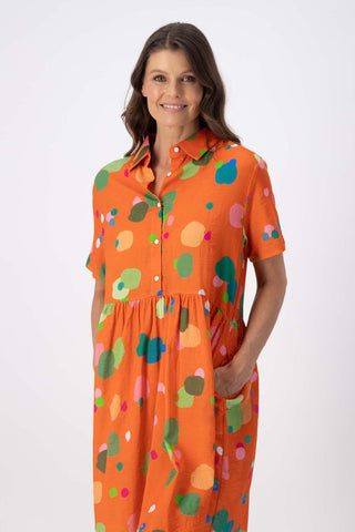 Astra Villa Dress Orange in Seersucker