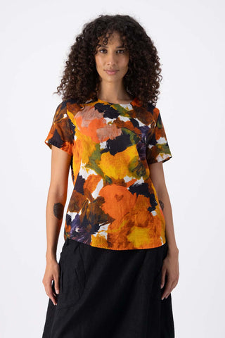 Fiorella Top Orange in Seersucker