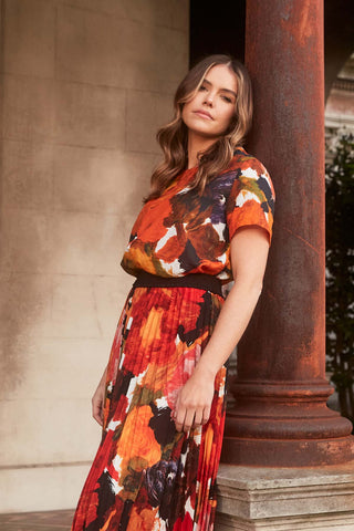 Fiorella Top Orange in Seersucker