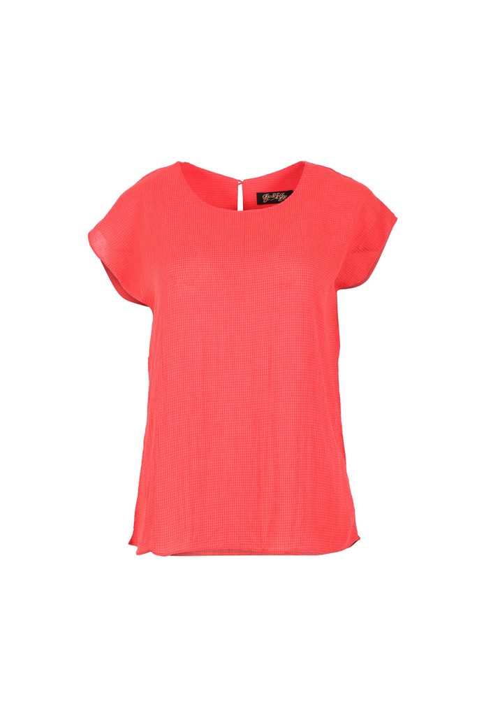 Olga de Polga Orange Tangerine tee in coton seersucker. Front