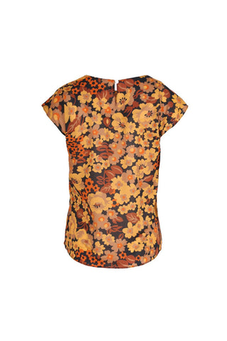 Olga de Polga women's printed floral Dilon Tee in Tangerine colour. Back view