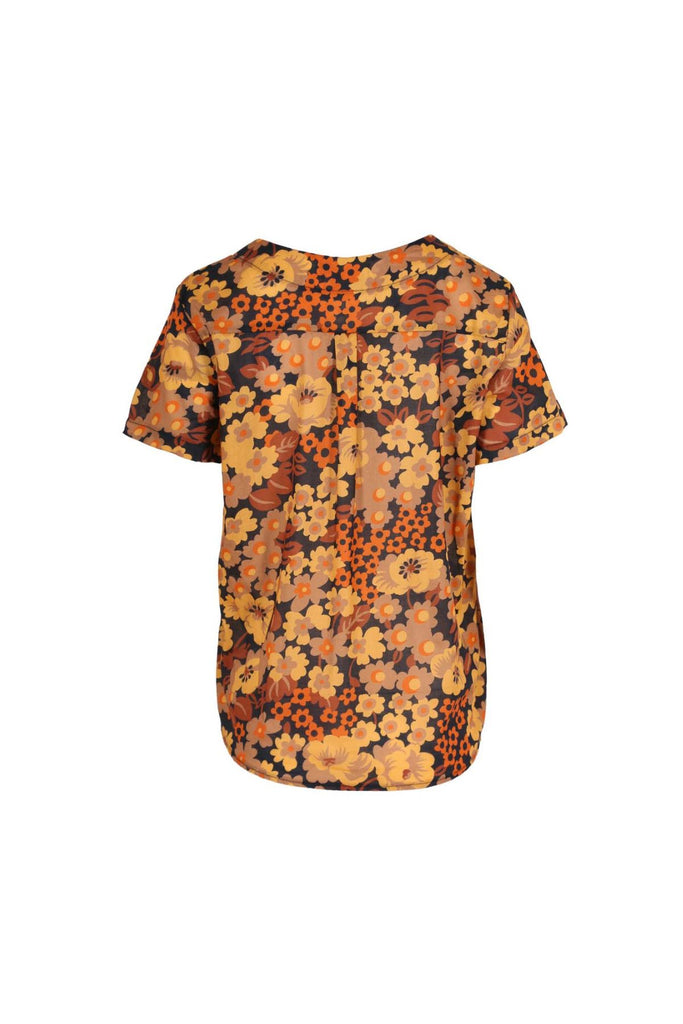 Olga de Polga Top in Dilon Tangerine printed cotton. Back view