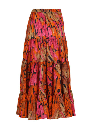 Vivant LAX Tiered Skirt Orange in Cotton Voile