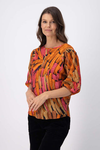 Vivant Blouse Orange in Seersucker