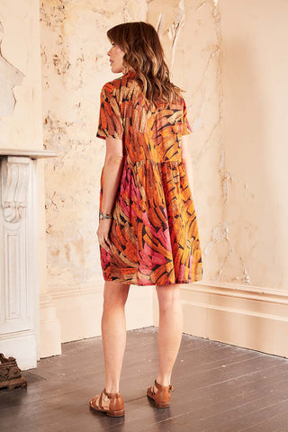Vivant Villa Dress Orange in Seersucker