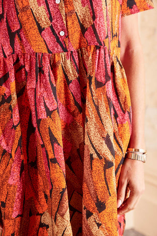 Vivant Villa Dress Orange in Seersucker