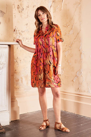 Vivant Villa Dress Orange in Seersucker