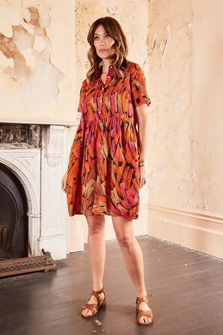 Vivant Villa Dress Orange in Seersucker