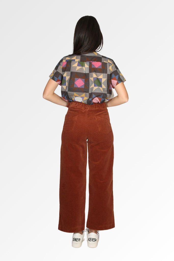 Olga de Polga Peggy Lou Pants in velvety soft cotton corduroy. Back view on model