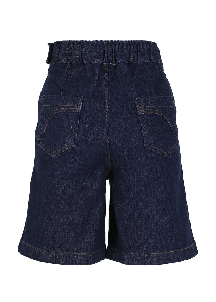 Olga de Polga Denim Shorts in Indigo. The shorts version of our best-selling Peggy Jeans, with the same flattering fit and ultra comfort you know and love.  Back view