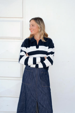 Phoenix Denim Midi Skirt Mid Wash