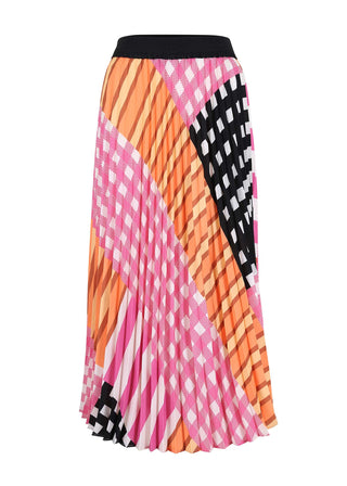 Olga de Polga pleated skirt in Pink Central Park print. Front view.