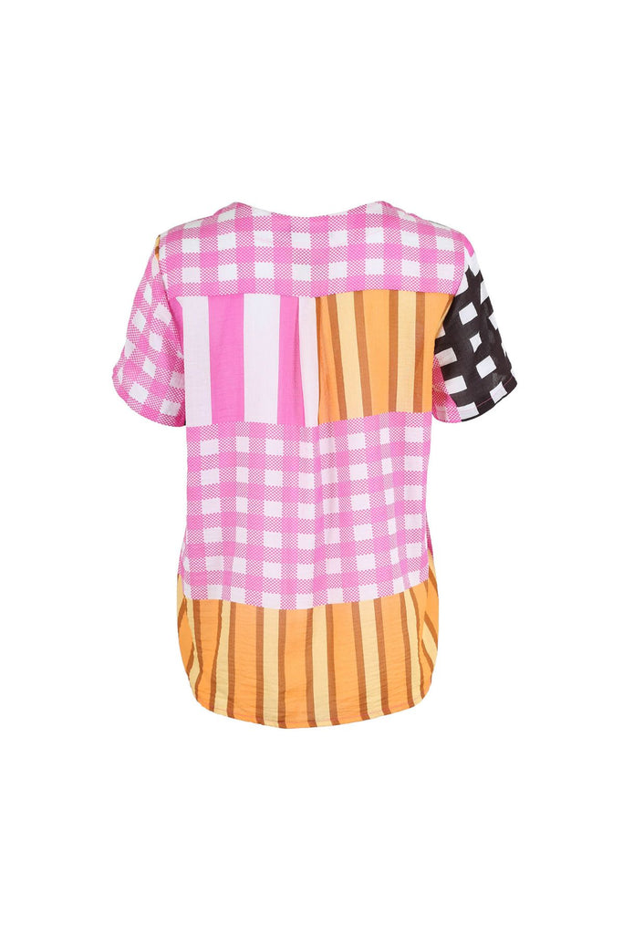 Olga de Polga classic top in the Pink Central Park print in Cotton Seersucker.  Back view