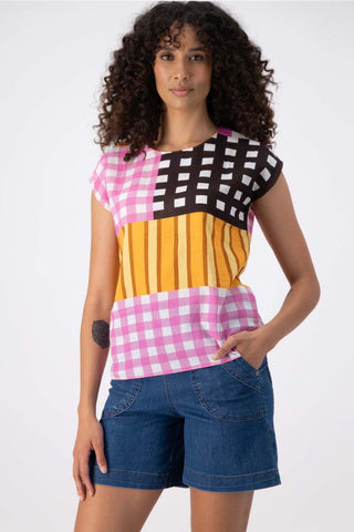 Central Park Tee Pink in Seersucker
