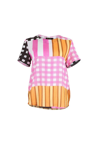 Olga de Polga classic top in the Pink Central Park print in Cotton Seersucker.  Front view