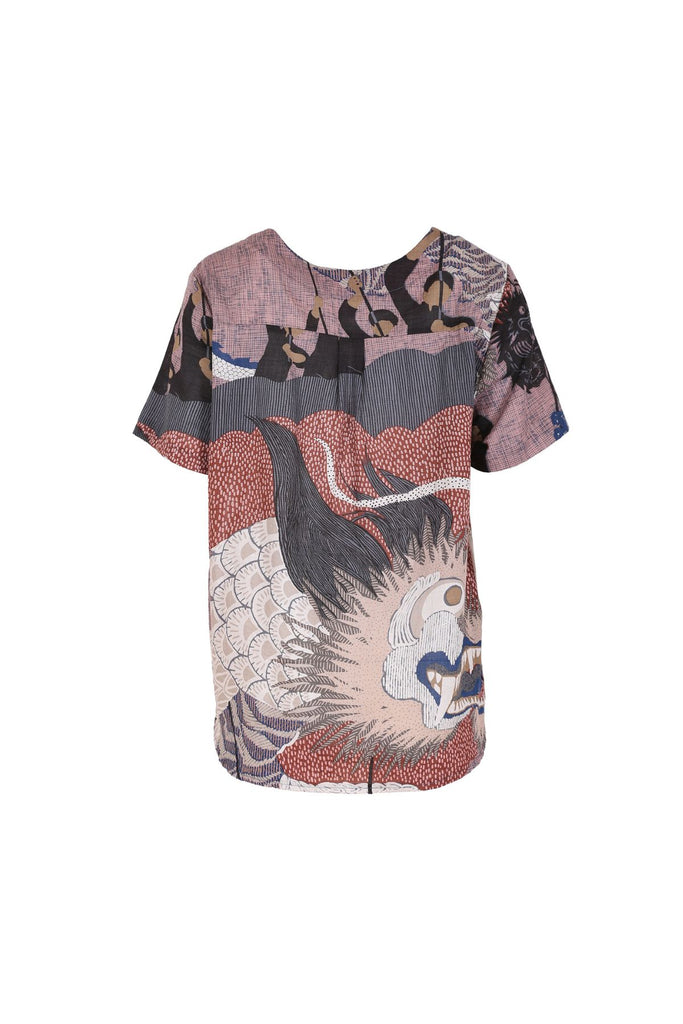 Olga de Polga Women's printed Top in our Pink Festival print. Back view 