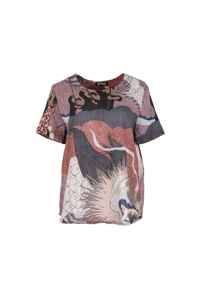 Olga de Polga Women's printed Top in our Pink Festival print. Front view