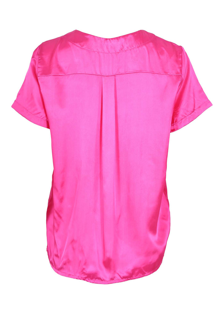 Olga de Polga top in our Fuchsia pink satin twill fabric. Stand out in this bright pink top. Back view