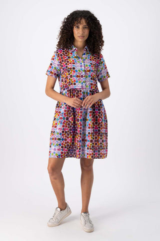 Kaleidoscope Villa Dress Pink in Seersucker