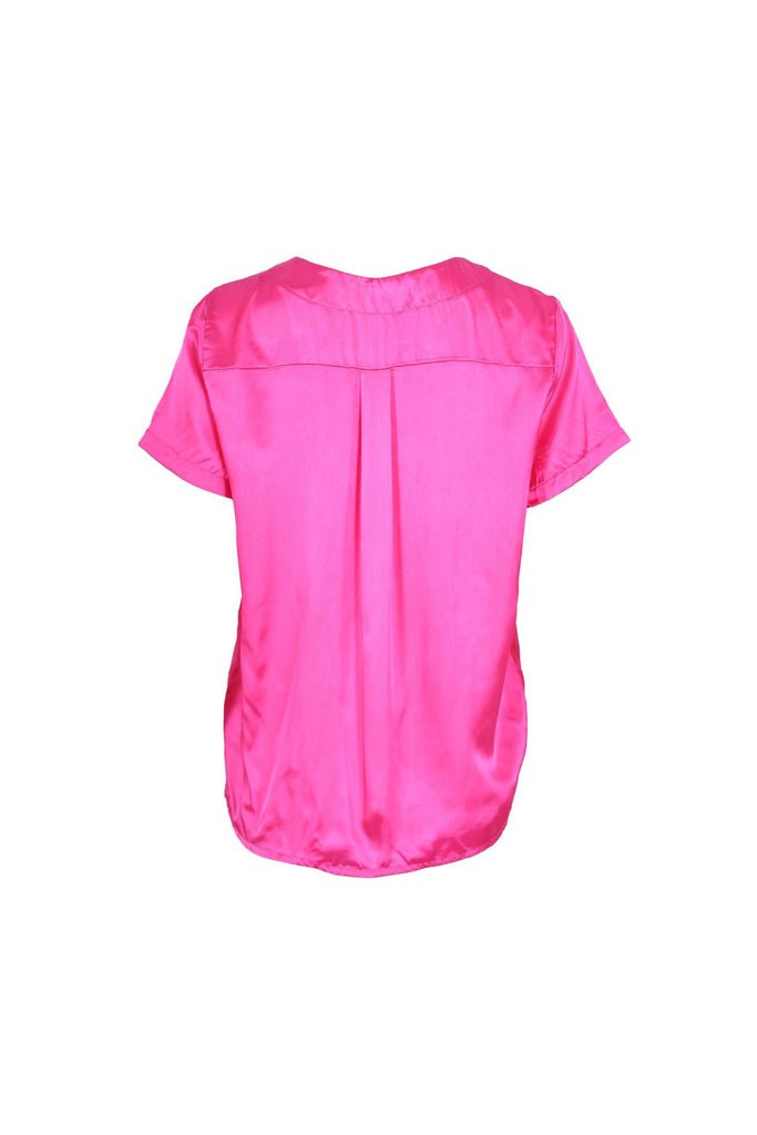 Olga de Polga top in our Fuchsia pink satin twill fabric. Stand out in this bright pink top. Back view