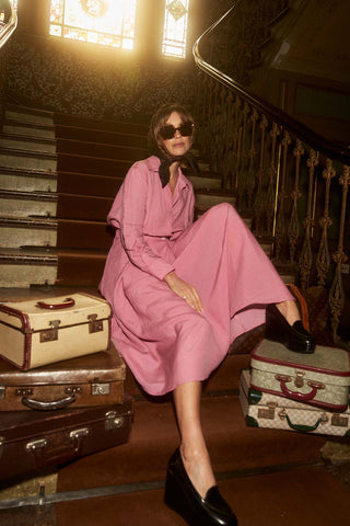Olga de Polga Luminary Parisian dress in Rose Pink. Front view.