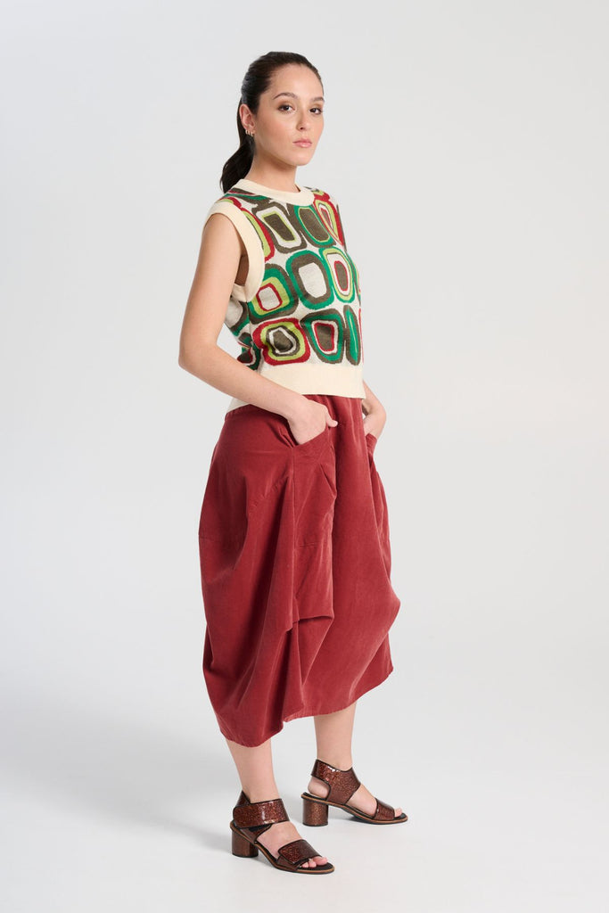 Olga de Polga Blush Milwaukee Marlowe.  Comfy waistband making it the perfect throw-on-and-go!
Flattering a-line design.
Subtle gathers on the sides and back.
Large front pockets. Side view on model