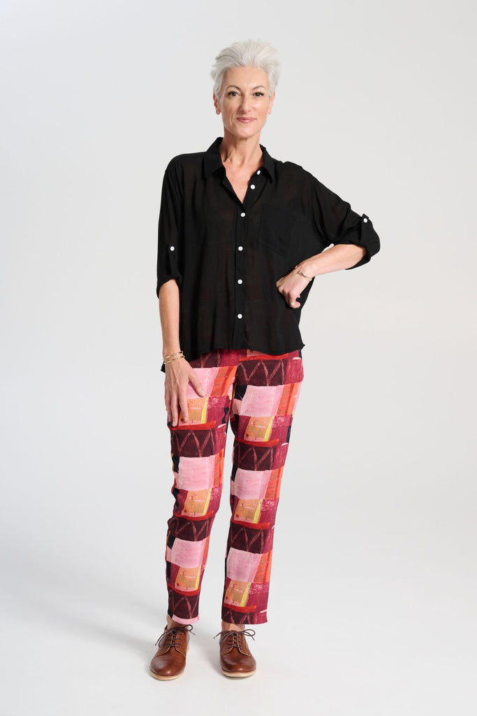 Olga de Polga Printed Pantalon pants in Kismet Blush. Front full length view