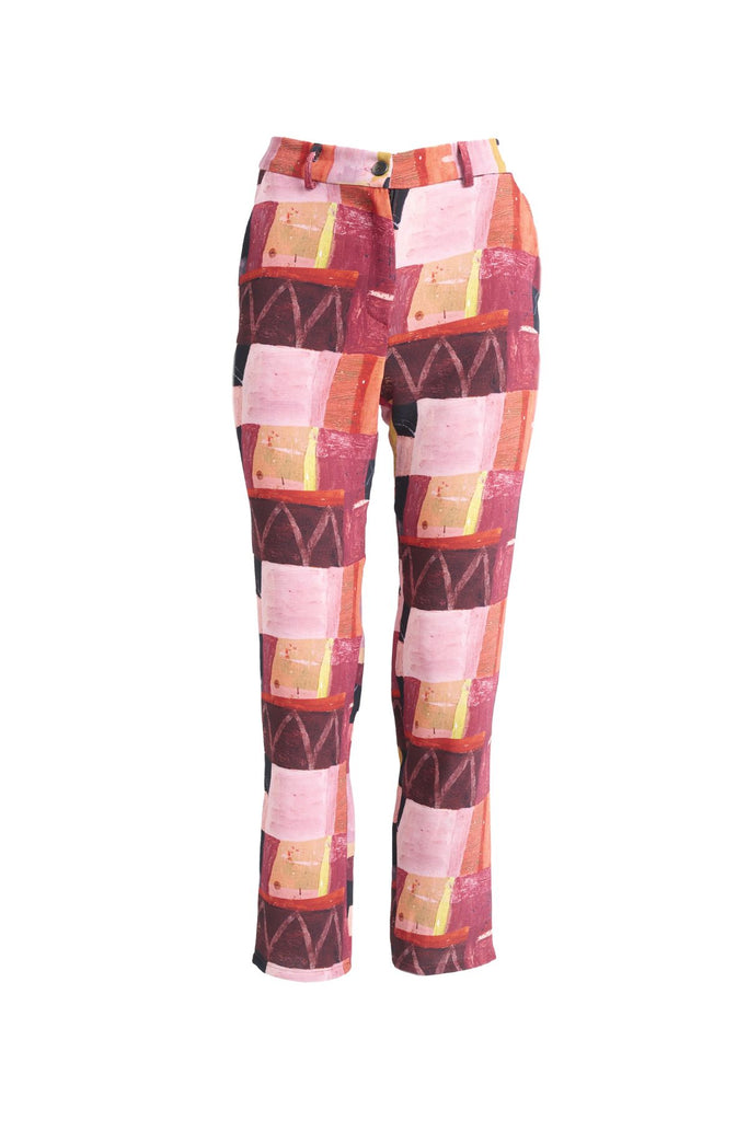 Olga de Polga Printed Pantalon pants in Kismet Blush. Front view