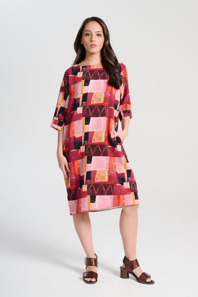 Olga de Polga Kismet Blush Sencillo Shift Dress. Front view on model