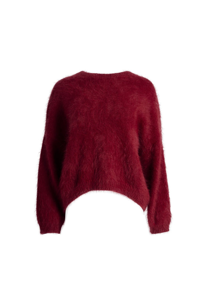 Crafted in an impossibly soft angora blend, this jumper will keep you warm on the greyest of days while still staying comfortable and light. Front view