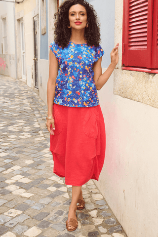 Milwaukee Fiesta Skirt Watermelon in Slub Linen