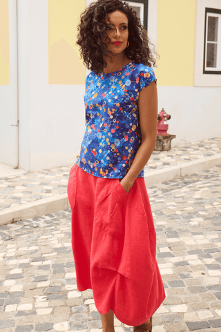 Milwaukee Fiesta Skirt Watermelon in Slub Linen