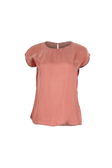 Olga de Polga Women's tee top with cap sleeves and a round neckline. Front view.