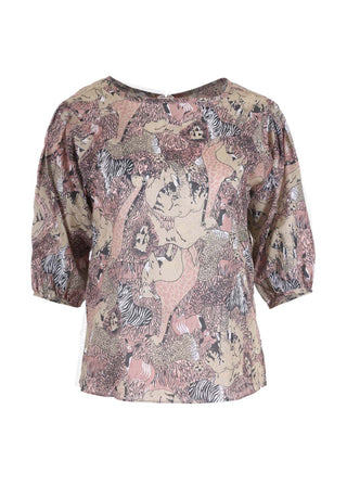 Olga de Polga Blouse in our Samba print in colour Salmon. Front view