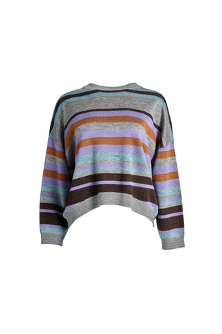 Olga de Polga Colorado Knit sweater in Sea. A beautifully textured knit, this sweater is the perfect balance of warmth, style, and versatility. Front view