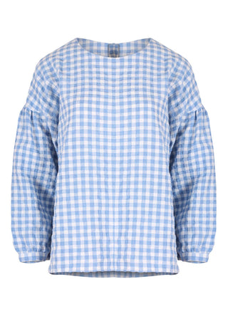 Suzanna Luxe Blouse Blue in Linen