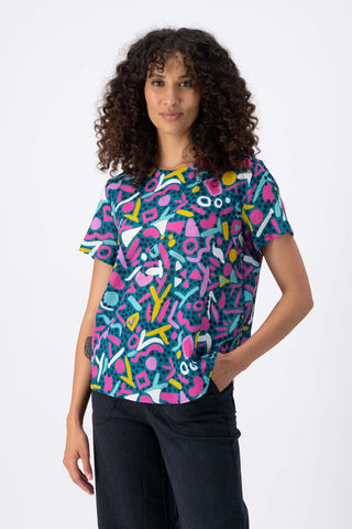 Wonderland Top Turquoise in Seersucker