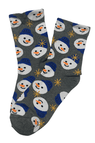 Happy Snowman Socks Grey