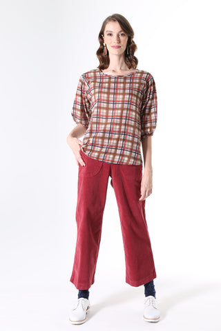 Crossways Blouse Mocha in Seersucker